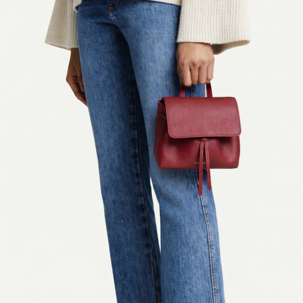 Mansur Gavriel | 100% Italian Calf Leather Mini Soft Lady Bag Deep Burgundy Red